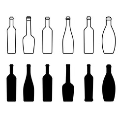 Wine bottle icon vector set. Wine illustration sign collection. bottle symbol or logo.
