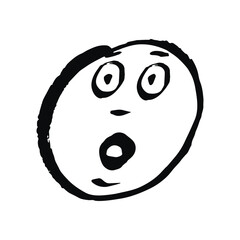 Surprised emoticon smiley face icon on white background