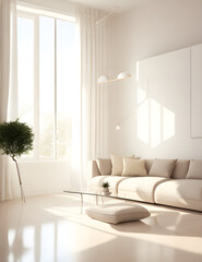 contemporary minimalist beige room interior