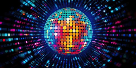 Disco ball with multiple colored blocks moving around