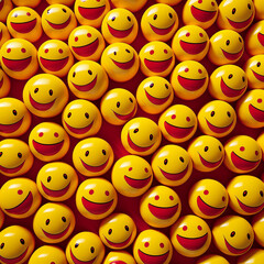 3d happy emoticons pattern background. Generative AI.