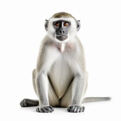 Vervet Monkey Savanna Animal. Isolated on White Background. Generative AI.