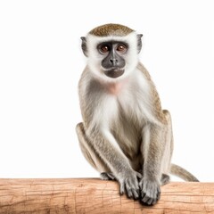 Vervet Monkey Savanna Animal. Isolated on White Background. Generative AI.