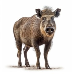 Warthog Savanna Animal. Isolated on White Background. Generative AI.