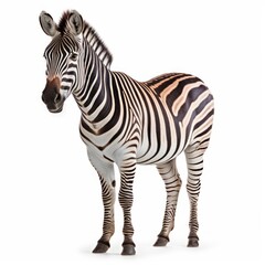 Zebra Savanna Animal. Isolated on White Background. Generative AI.