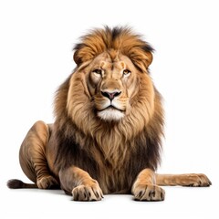 Obraz na płótnie Canvas African Lion Savanna Animal. Isolated on White Background. Generative AI.