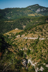 House on top of a hill above the Roanne river at the foot of the French Alps in the Diois region (Drome)