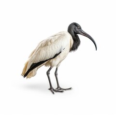 African Sacred Ibis Savanna Animal. Isolated on White Background. Generative AI.