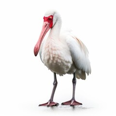 Fototapeta premium African Spoonbill Savanna Animal. Isolated on White Background. Generative AI.