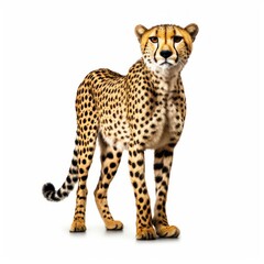 Cheetah Savanna Animal. Isolated on White Background. Generative AI.