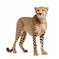 Cheetah Savanna Animal. Isolated on White Background. Generative AI.