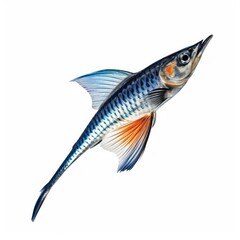 Flying fish Water Animal. Isolated on White Background. Generative AI.