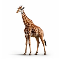 Giraffe Savanna Animal. Isolated on White Background. Generative AI.