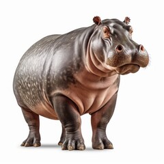 Obraz premium Hippopotamus Savanna Animal. Isolated on White Background. Generative AI.