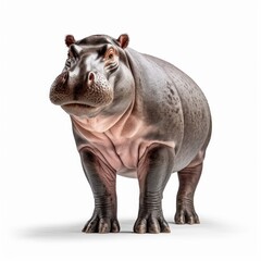 Obraz premium Hippopotamus Savanna Animal. Isolated on White Background. Generative AI.
