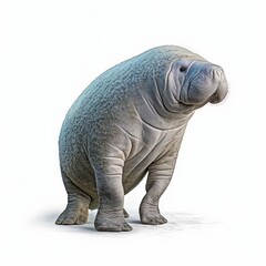Naklejka premium Manatee Water Animal. Isolated on White Background. Generative AI.