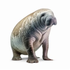 Obraz premium Manatee Water Animal. Isolated on White Background. Generative AI.