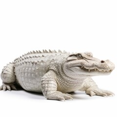 Obraz premium Nile Crocodile Savanna Animal. Isolated on White Background. Generative AI.