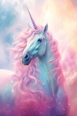 Fototapeta premium A fascinating and divine Unicorn, with beautiful background