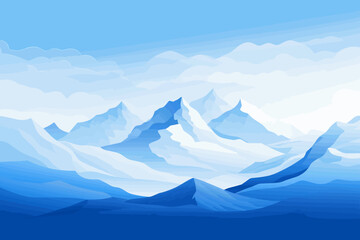 Mountain landscape vector art with blue hues.