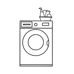 Washing machine doodle vector icon. Drawing sketch illustration hand drawn line.