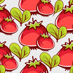 Vector pattern in cartoon style with tomatoes.