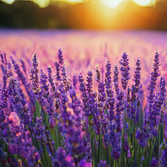 lavender field at sunset.  Al generated art