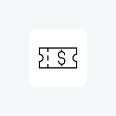 Money Tag, Ticket Vector Line Icon