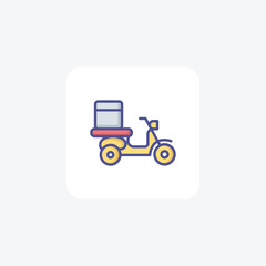 Home Delivery, Delivery Bike Vector Outline Filled Icon