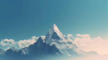 minimalist background of a single mountain peak against a gradient sky
