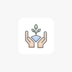 Save Nature, Hands Holding A Plant Vector Awesome Fill Icon
