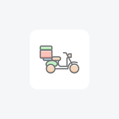 Home Delivery, Delivery Bike Vector Awesome Fill Icon