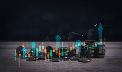 business finance and investment concept finance capital world economic growth coin business profit...