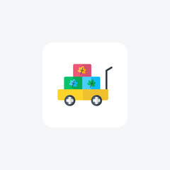 Luggage Carrier, Luggage Cart Vector Flat Icon