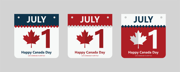 Obraz na płótnie Canvas Happy Canada Day, modern sign, Social Media Post, Banner, Calander, 1st July, Independence Day, Maple Leaf, Candian, Greetings, isolated vector, illustartion, design concept. Digital Art.