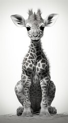 Pencil drawing of a cute baby giraffe created using generative AI tools
