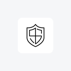 Secure Shield, Safetey Vector Line Icon