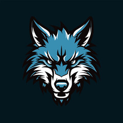 wolf head hand drawn logo design illustration