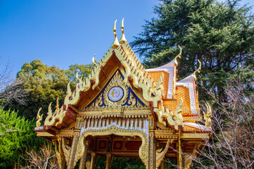 Tokyo Japan 11th Mar 2023: This Thai Pavilion (Sala Thai) in Ueno Zoo is a gift from the Royal Thai Government to mark the 120th Anniversary
of Diplomatic  ReLations between Thailand and Japan