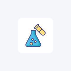 Flask with test tube Vector Outline Filled Icon
