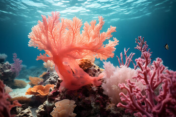 Fototapeta na wymiar photo of colorful coral captures me in the water
