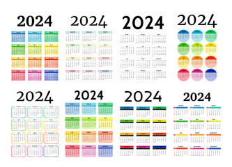Calendar for 2024 isolated on a white background