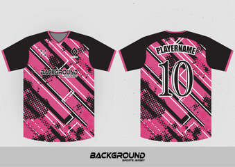 mockup, pattern, sports jersey background, football, running shirt, stripes on the sides, squares, pink, white, and black dots