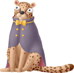 Cartoon leopard character isolated on white