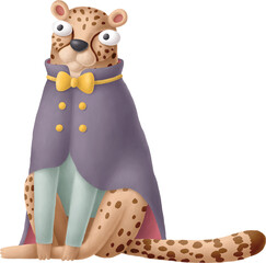 Cartoon leopard character isolated on white