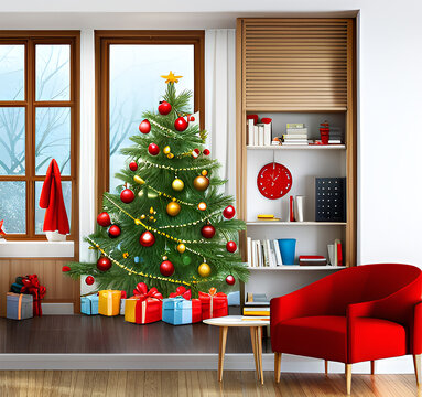 Christmas tree and gifts - Generative AI