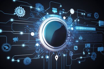 Obraz premium Abstract technological background with circuit and gear mechanism