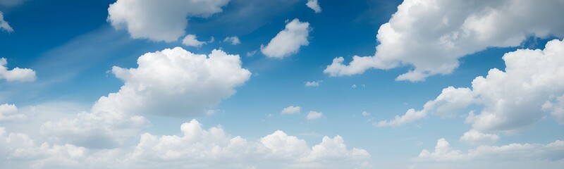 Obraz na płótnie Canvas 美しい快晴の青空に浮かぶ雲のパノラマ写真