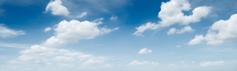 Obraz premium 美しい快晴の青空に浮かぶ雲のパノラマ写真