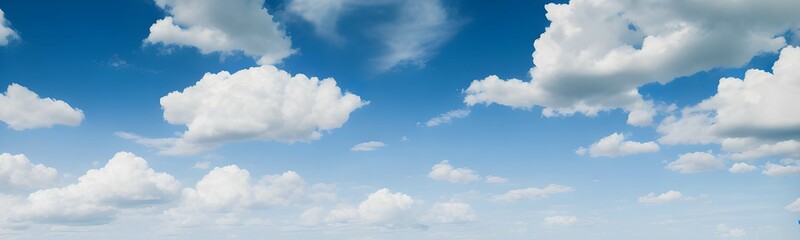 Obraz premium 美しい快晴の青空に浮かぶ雲のパノラマ写真